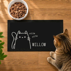 Personalised Cartoon Cat Bowl Mat - Abode Home & Gifts