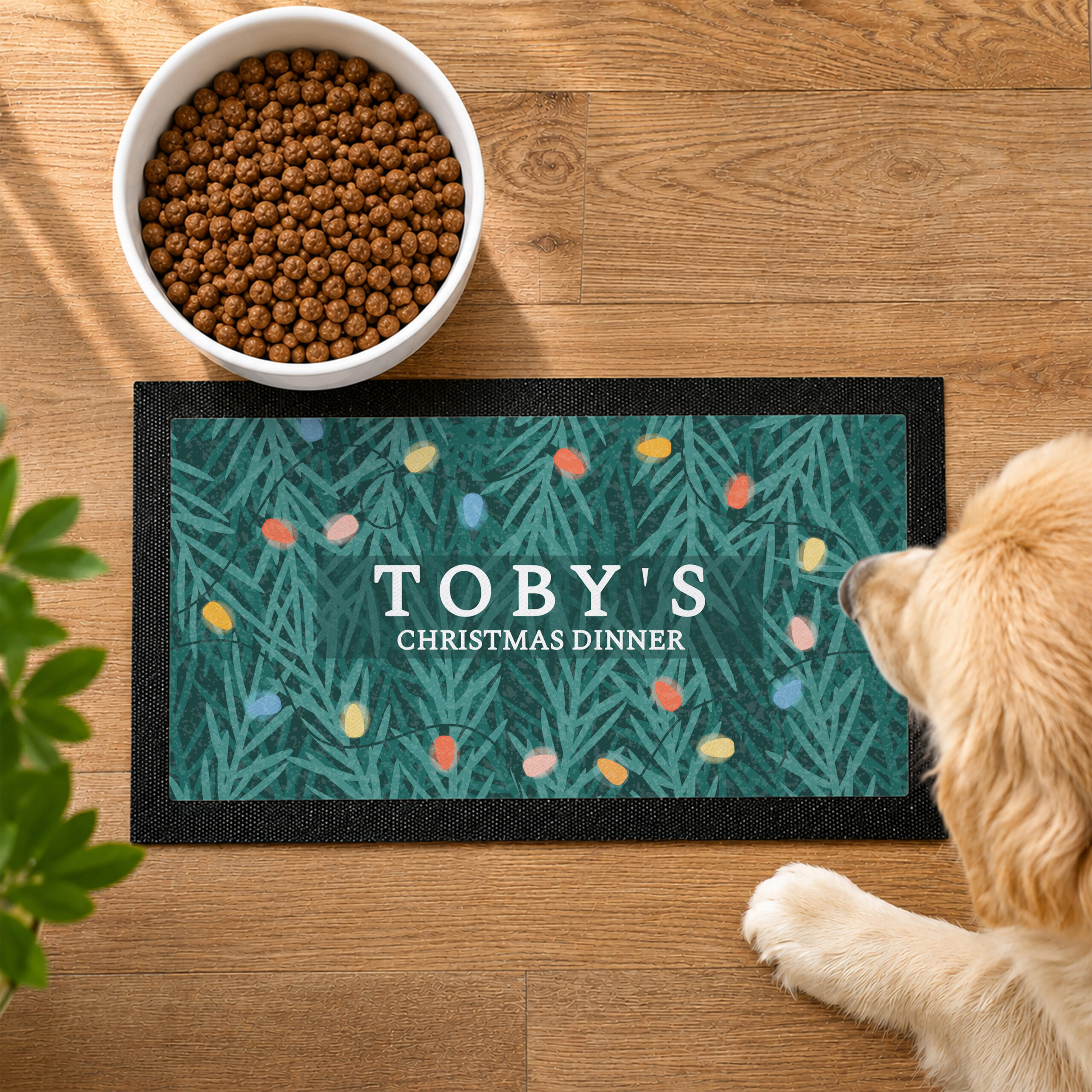 Personalised Christmas Pet Bowl Mat - Thumbnail 1