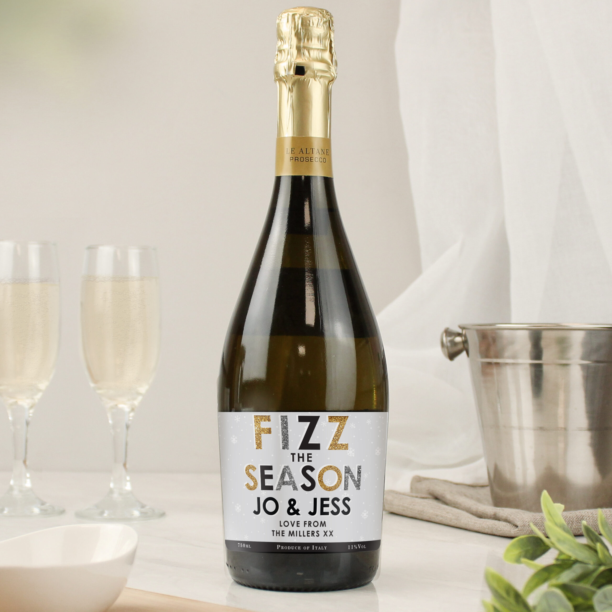 Personalised 'Fizz The Season' Bottle of Prosecco - Thumbnail 2