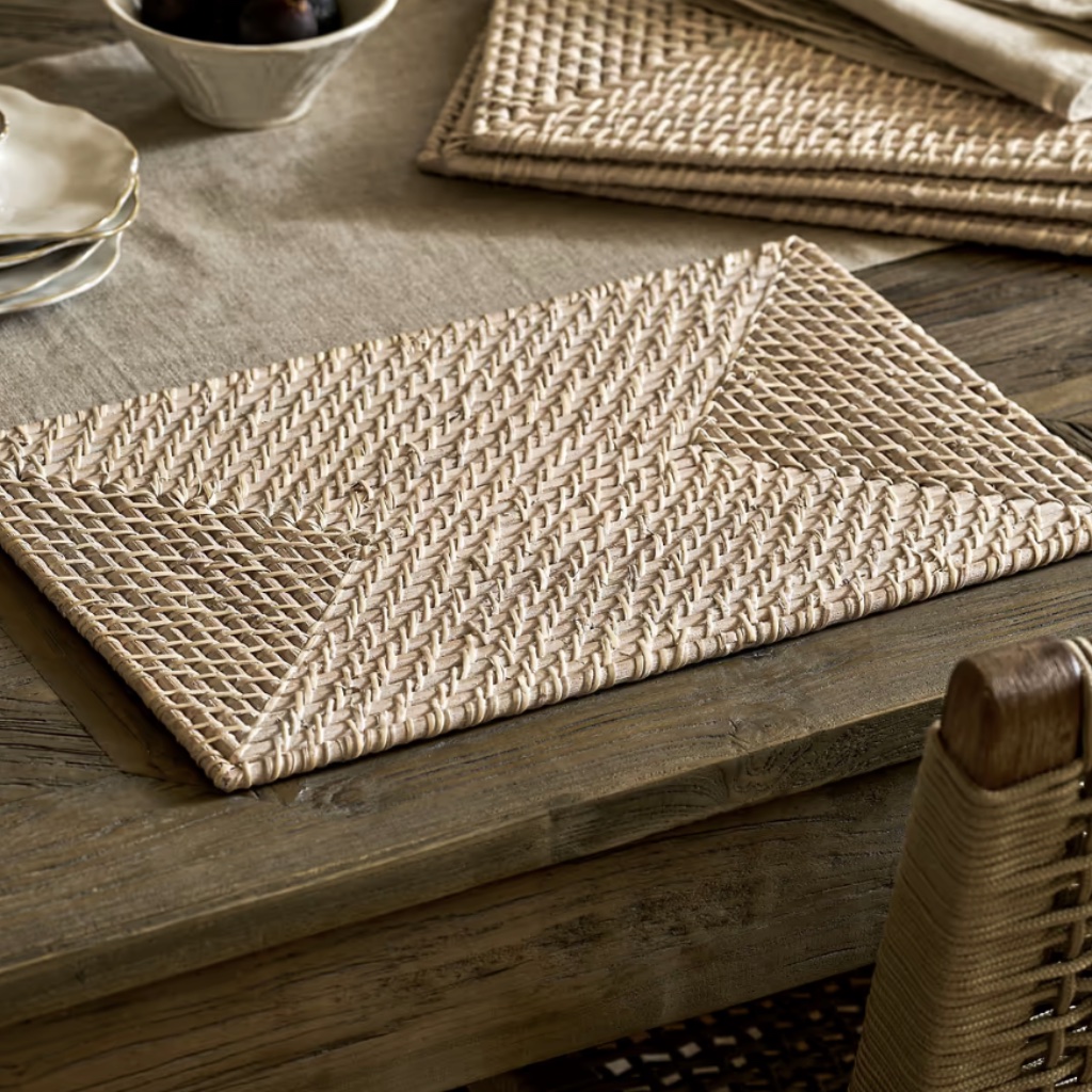 Set of Four Rattan Rectangular Placemats - Thumbnail 1