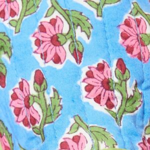 Floral Block Print Travel Slippers | Blue - Thumbnail 2