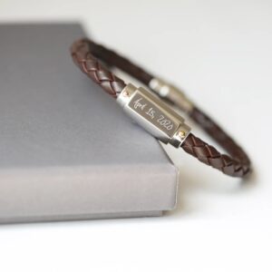 Personalised Handwriting Leather Bracelet | Brown - Thumbnail 2