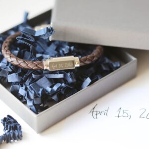 Personalised Handwriting Leather Bracelet | Brown - Thumbnail 3