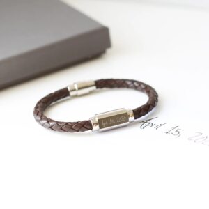Personalised Handwriting Leather Bracelet | Brown - Thumbnail 5