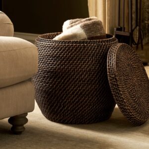 Rattan Side Table with Removable Lid Storage - Thumbnail 2