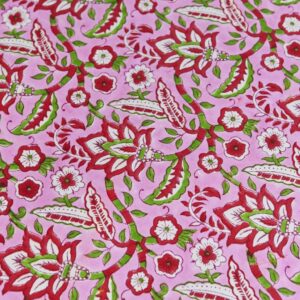 Christmas Tablecloth | Pink Floral Block Print - Thumbnail 5