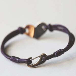 Personalised Handwriting Leather Heart Bracelet | Berry - Thumbnail 3