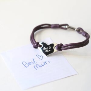 Personalised Handwriting Leather Heart Bracelet | Berry - Thumbnail 2