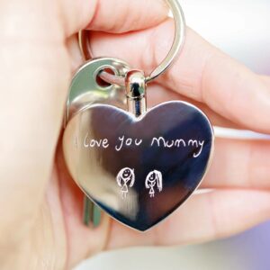 Personalised Handwriting Heart Keyring - Thumbnail 1