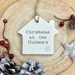 Personalised Ceramic House Christmas Tree Decoration - Thumbnail 2
