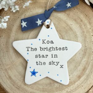 Personalised Memorial Ceramic Star Decoration - Thumbnail 6