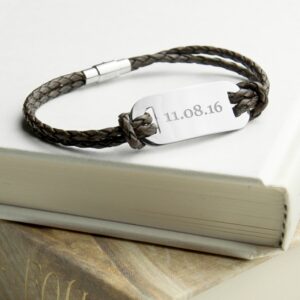 Personalised Men's Statement Brown Leather Bracelet - Thumbnail 1