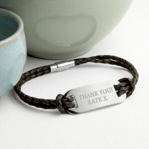 Personalised Men's Statement Brown Leather Bracelet - Thumbnail 2