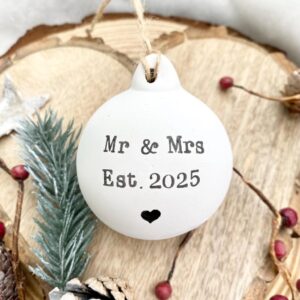 Personalised Mr and Mrs Ceramic Bauble - Thumbnail 2