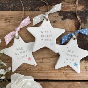 Personalised New Sibling Ceramic Star Gift - Abode Home & Gifts