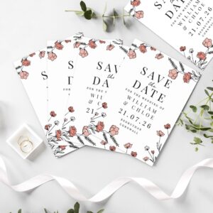 Set of 36 Personalised Pink Floral Wedding Save the Dates - Thumbnail 5