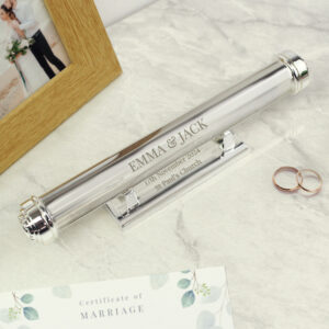 Personalised Wedding Silver Plated Certificate Holder - Thumbnail 1