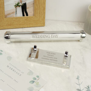Personalised Wedding Silver Plated Certificate Holder - Thumbnail 3