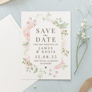 Set of 36 Personalised Soft Floral Wedding Save the Dates - Thumbnail 2