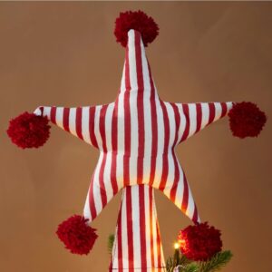 Pink Floral Block Print Star Christmas Tree Topper - Thumbnail 2
