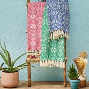 Recycled Cotton Jacquard Throw with Fringe - Thumbnail 1