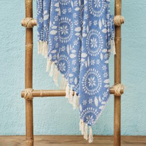Recycled Cotton Jacquard Throw with Fringe - Thumbnail 3