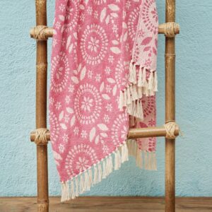 Recycled Cotton Jacquard Throw with Fringe - Thumbnail 4