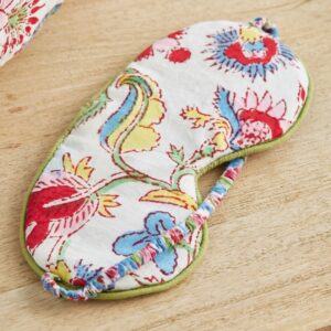 Reversible Blue Floral Block Print Eye Mask - Thumbnail 3