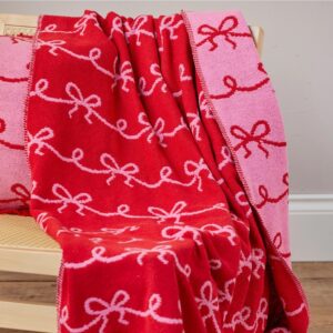 Reversible Pink and Red Bow Christmas Throw - Thumbnail 2