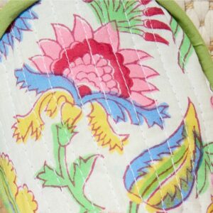 Floral Block Print Travel Slippers | White - Thumbnail 2