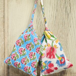 Floral Block Print Travel Slippers | Blue - Thumbnail 3