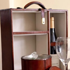 Cognac Leather Travelling Mini Bar - Thumbnail 3