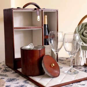 Cognac Leather Travelling Mini Bar - Thumbnail 1