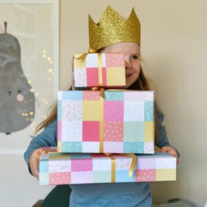 Pastel Patchwork Quilt Wrapping Paper - Thumbnail 1