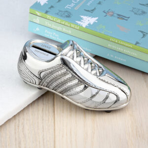 Personalised Silver Plated Football Boot Money Box - Abode Home & Gifts
